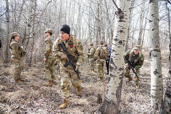 ROTC students gather at Warm Slough for training.