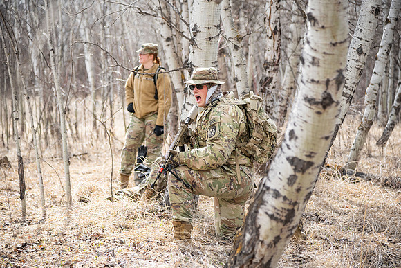 ROTC students gather at Warm Slough for training.