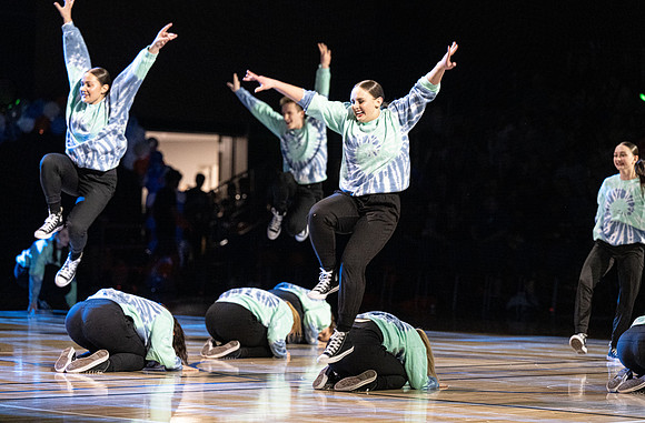 BYUI Competitive Sports Basketball Championship game in the Hart Main Gym. Halftime show with Dance Alliance.