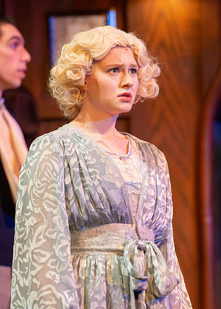 Drama dress rehearsal for the Blithe Spirit play in the Snow theater.