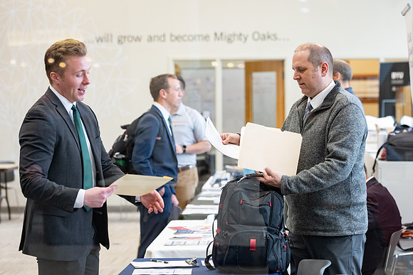 Students gather at the career fair.