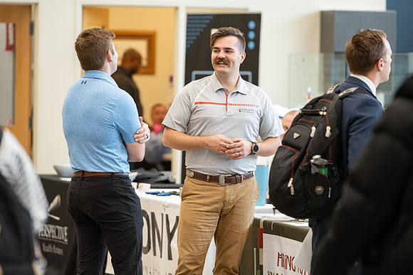 Students gather at the career fair.