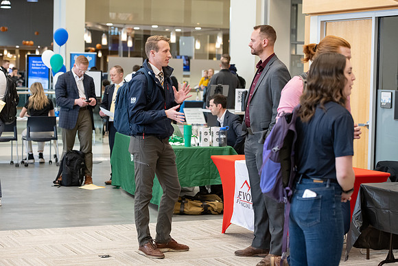 Students gather at the career fair.