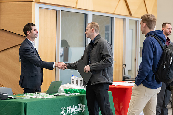 Students gather at the career fair.