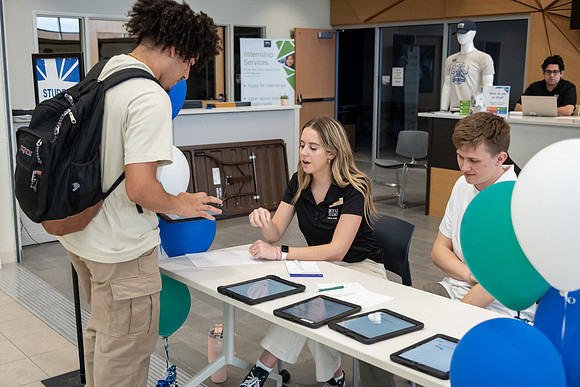 Students gather at the career fair.