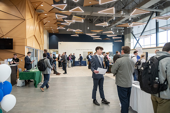 Students gather at the career fair.
