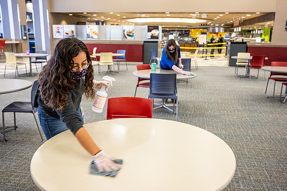 Custodians play a big role in the sanitation efforts around campus to help keep BYU-Idaho safe during the Covid-19 Pandemic.
