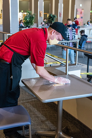 Students sanitizing Oct 2020