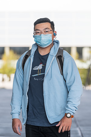 Students stay safe wearing masks and social distancing during the first day of school.