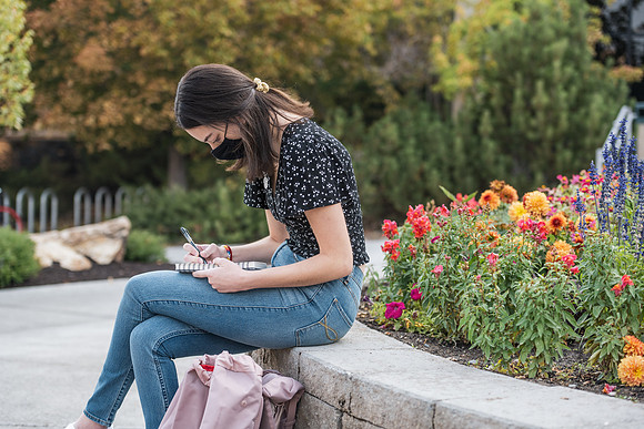 Students stay safe wearing masks and social distancing during the first day of school.
