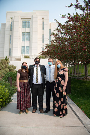 Students on the temple grounds after church.