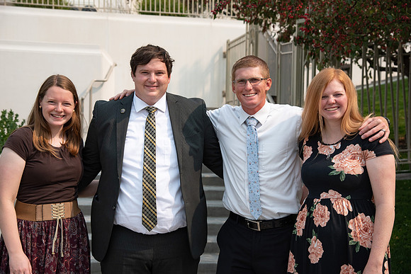 Students on the temple grounds after church.