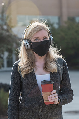 Students stay safe wearing masks and social distancing during the first day of school.