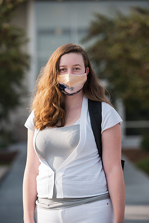 Students stay safe wearing masks and social distancing during the first day of school.