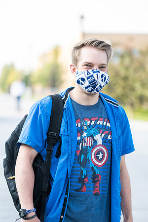 Students stay safe wearing masks and social distancing during the first day of school.
