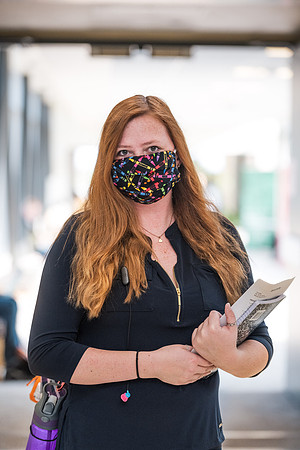 Students stay safe wearing masks and social distancing during the first day of school.
