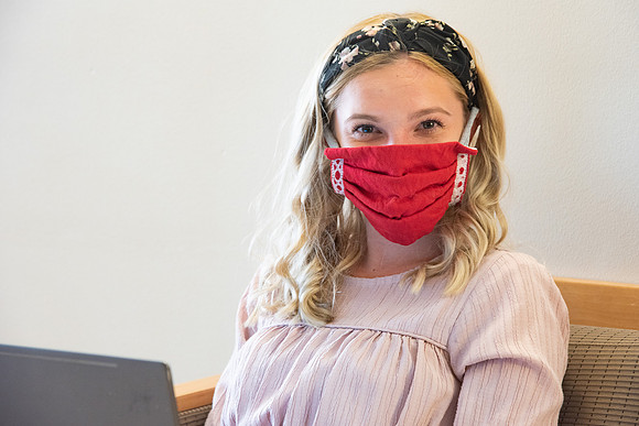 Students wearing face masks and studying on the first day of Fall semester.