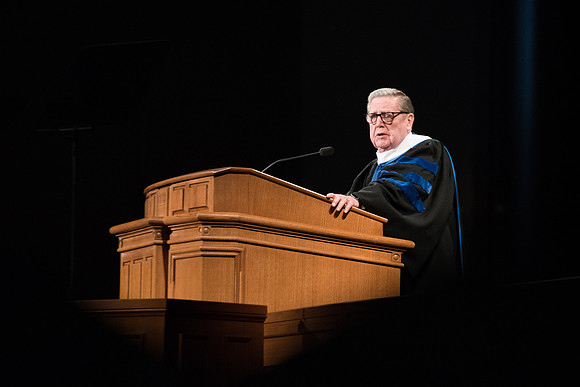 BYU-Idaho Commencement, Elder Jeffrey R. Holland addressing the graduates. Winter Semester