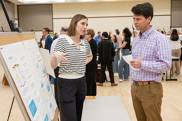 Students present their research at the R&CW Conference.