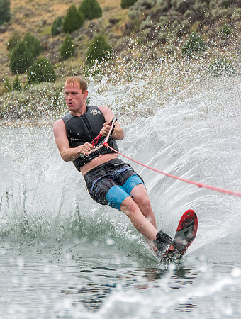 Tanner Fugal waterskiing at Ririe Reservoir.