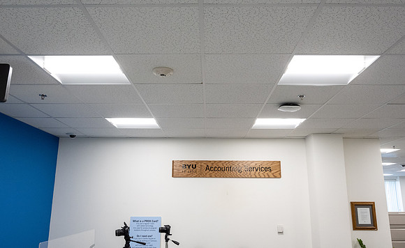 Lighting in the Kimball Building was updated to LED lights to help the University be more energy efficient.
