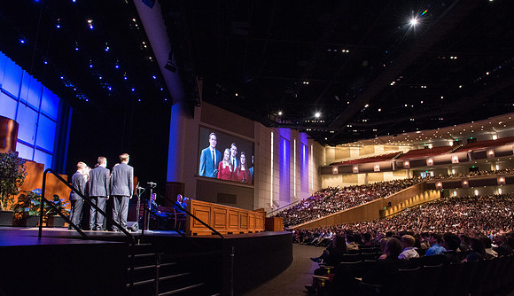 The BYU-Idaho Vocal Union performs for the Musical Number during the Devotional with Elder Dale G. Renlund of the Quorum of the Twelve Apostles.