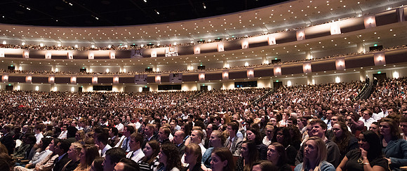 The BYU-Idaho Vocal Union performs for the Musical Number during the Devotional with Elder Dale G. Renlund of the Quorum of the Twelve Apostles.