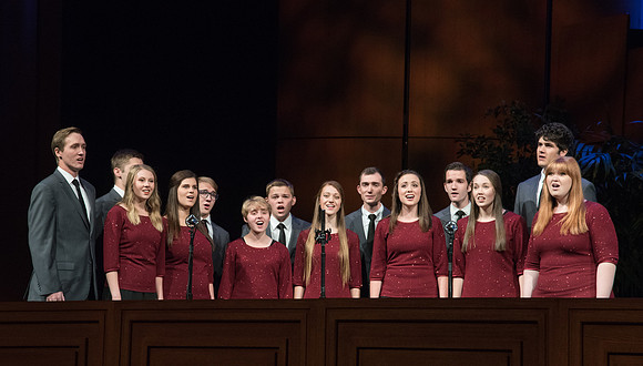 The BYU-Idaho Vocal Union performs for the Musical Number during the Devotional with Elder Dale G. Renlund of the Quorum of the Twelve Apostles.