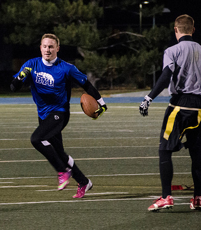 Students play game for advanced men's football