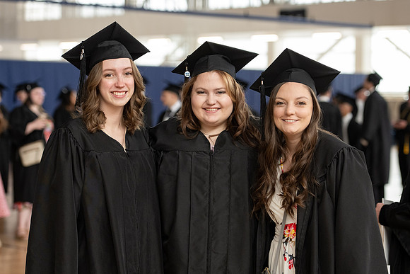 Students gathering for commencement.