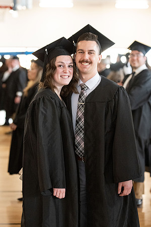 Students gathering for commencement.