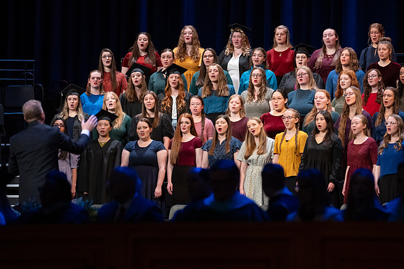 The choir performs at Commencement.