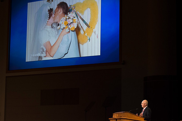 Elder Don R. Clarke, Emeritus General Authority, speaks at devotional.