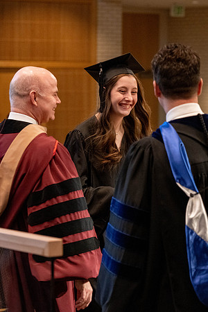 Students graduate from the College of Language and Letters, in the Taylor Building.