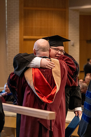 Students graduate from the College of Language and Letters, in the Taylor Building.