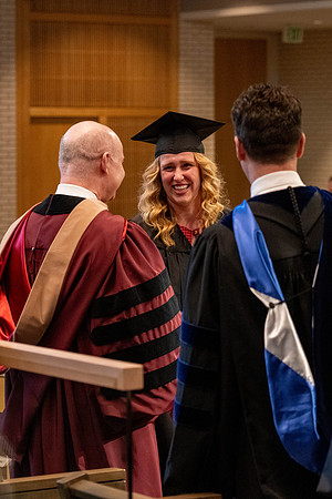 Students graduate from the College of Language and Letters, in the Taylor Building.