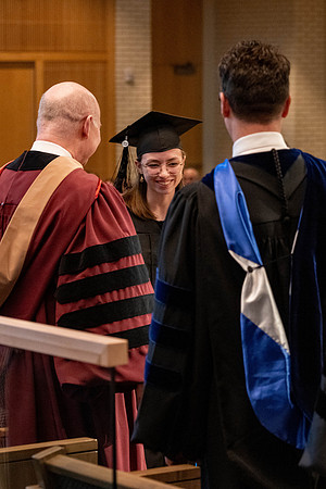 Students graduate from the College of Language and Letters, in the Taylor Building.