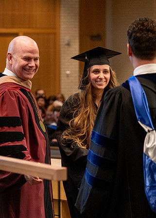 Students graduate from the College of Language and Letters, in the Taylor Building.