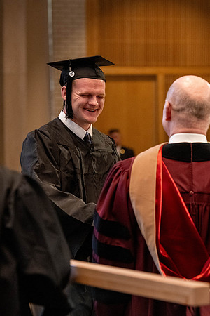 Students graduate from the College of Language and Letters, in the Taylor Building.