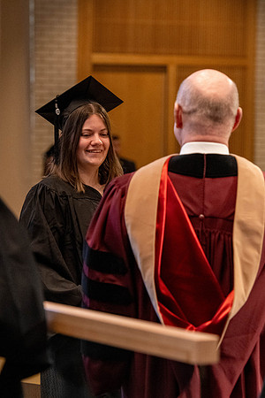 Students graduate from the College of Language and Letters, in the Taylor Building.