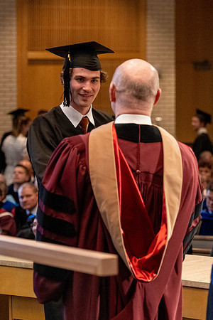 Students graduate from the College of Language and Letters, in the Taylor Building.