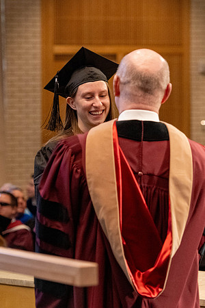 Students graduate from the College of Language and Letters, in the Taylor Building.