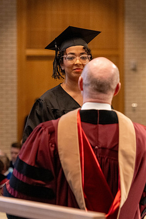 Students graduate from the College of Language and Letters, in the Taylor Building.