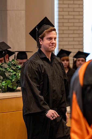 Students graduate from the College of Language and Letters, in the Taylor Building.