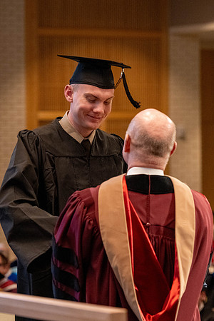 Students graduate from the College of Language and Letters, in the Taylor Building.