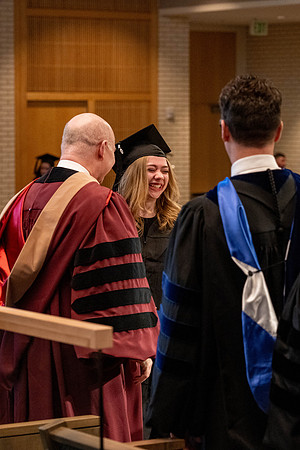Students graduate from the College of Language and Letters, in the Taylor Building.