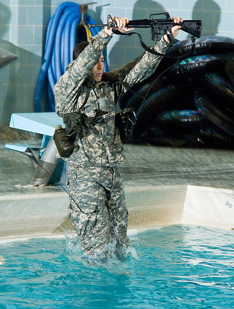 ROTC water training exercise in the Hart Pool.