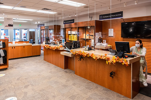 Photos of the interior of the Bookstore.