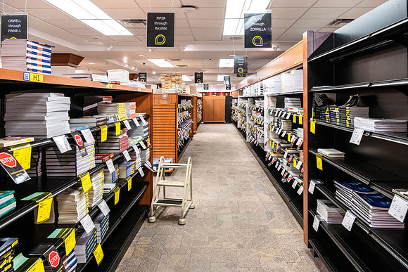Photos of the interior of the Bookstore.