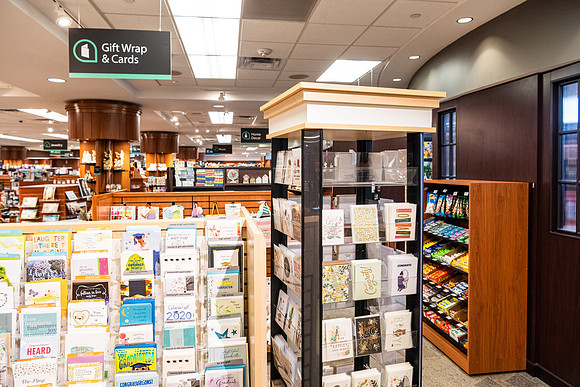 Photos of the interior of the Bookstore.